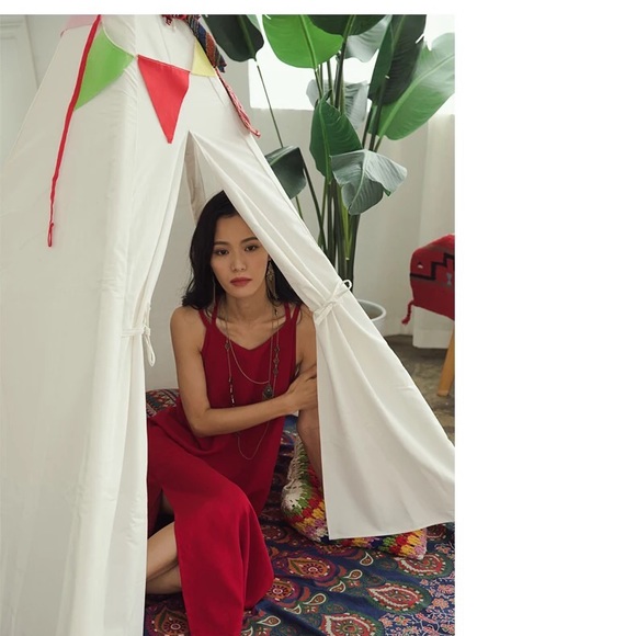 Red strip long dress. Bali Style, sexy and vintage - Picture 3 of 8